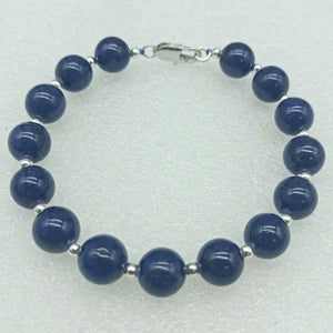 Lapis Lazuli Round Bead Bracelet 7.5in Women's Jewelry
