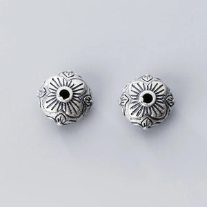 10mm Flat Round Flower 925 Silver Spacer Beads DIY Jewelry Making