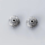 10mm Flat Round Flower 925 Silver Spacer Beads DIY Jewelry Making
