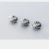 10mm Flat Round Flower 925 Silver Spacer Beads DIY Jewelry Making