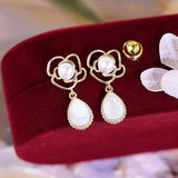14K Camellia Opal Stud Earrings Engagement Jewelry Pendant