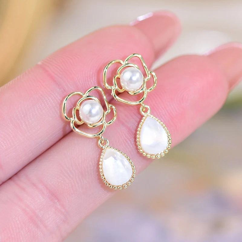 14K Camellia Opal Stud Earrings Engagement Jewelry Pendant