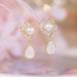 14K Camellia Opal Stud Earrings Engagement Jewelry Pendant
