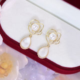 14K Camellia Opal Stud Earrings Engagement Jewelry Pendant
