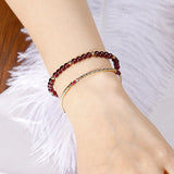 14k Wine Red Garnet Beaded Bracelet for Women Lucky Jewelry