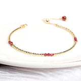 14k Wine Red Garnet Beaded Bracelet for Women Lucky Jewelry