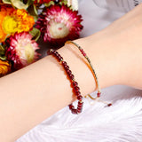 14k Wine Red Garnet Beaded Bracelet for Women Lucky Jewelry