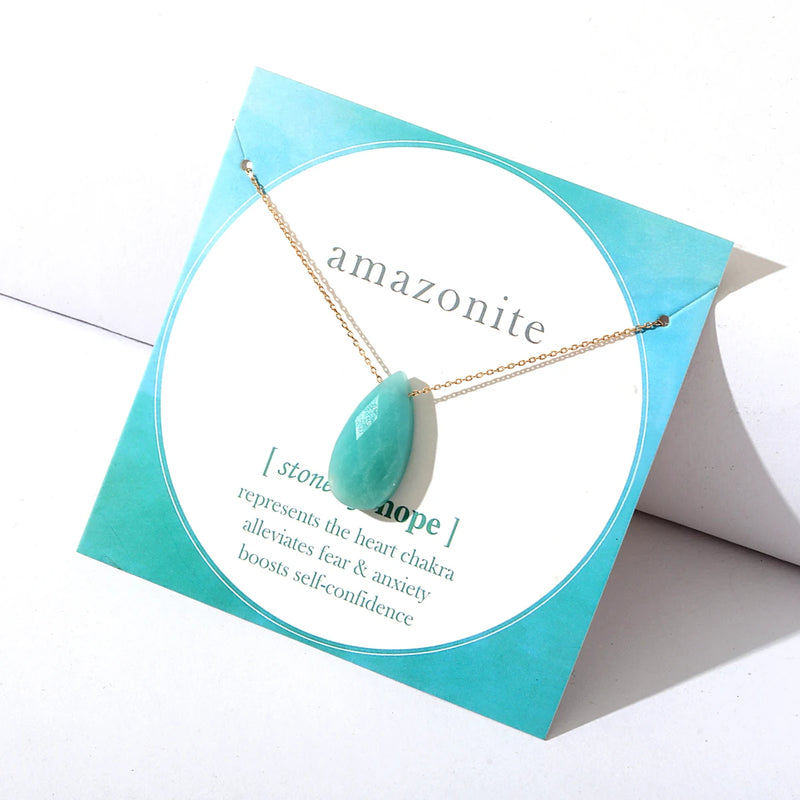 16" Short Natural Stone Pendant Necklace