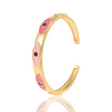 18K Evil Eye Bangle Enamel Zircon Bracelet - Teens Women Lucky Jewelry