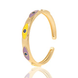 18K Evil Eye Bangle Enamel Zircon Bracelet - Teens Women Lucky Jewelry