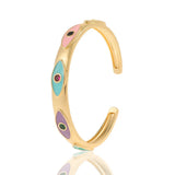 18K Evil Eye Bangle Enamel Zircon Bracelet - Teens Women Lucky Jewelry