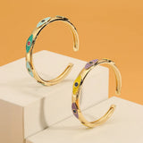 18K Evil Eye Bangle Enamel Zircon Bracelet - Teens Women Lucky Jewelry
