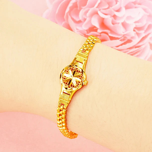 24k Bracelet Watch Chain Sunflower Pure 999 Jewelry Chain Bracelets