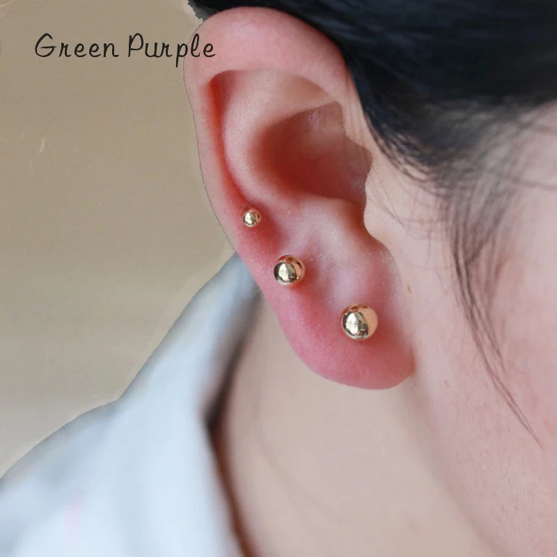3 Pair Beads Earrings 14k Filled Bridesmaid Jewelry Minimalist Chain Brincos