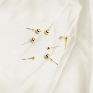 3 Pair Beads Earrings 14k Filled Bridesmaid Jewelry Minimalist Chain Brincos
