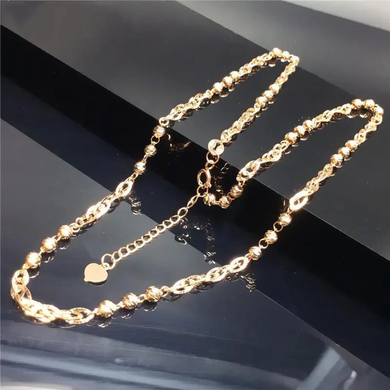 14K Rose Beads Stacking Necklace for Women