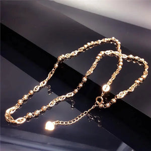 14K Rose Beads Stacking Necklace for Women