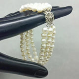 7.5-Inch 3-Row Freshwater Pearl Bracelet