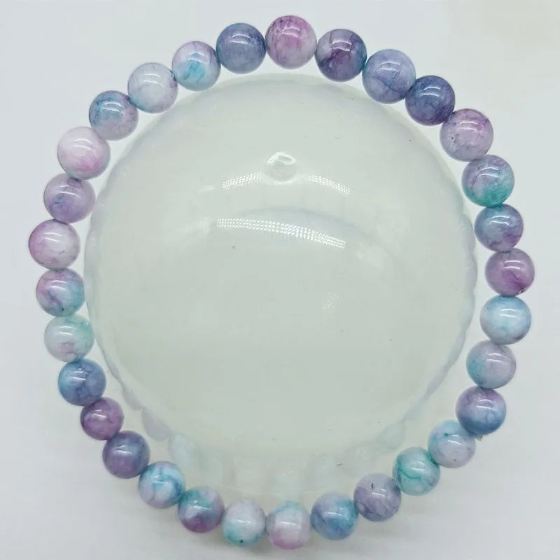 Multicolor Kunzite Round Bead Stretch Bracelet 7.5inch Women's Jewelry