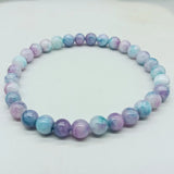 Multicolor Kunzite Round Bead Stretch Bracelet 7.5inch Women's Jewelry