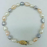 Multi-color Freshwater Pearl Bracelet 7.5" Ladies Jewelry Gift