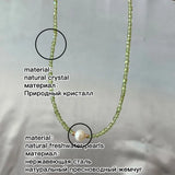 Freshwater Pearl Necklace with Peridot/Amethyst Stones 36-45cm Choker