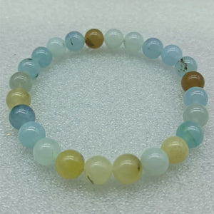 Multicolor Jade Round Beads Stretch Bracelet 7.5in Jewelry Gift Women