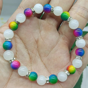 Jade & Shell Pearl Beads Bracelet 7.5in Women's Jewelry Gift