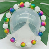 Jade & Shell Pearl Beads Bracelet 7.5in Women's Jewelry Gift