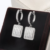 925 Silver Diamond Zircon Sparkle Women's Earrings Party Jewelry