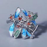 925 Silver Flower Ring Zircon Small Ring Wedding Party Jewelry