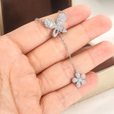 Butterfly Shape Tassel Flower 925 Silver Necklace Wedding Jewelry