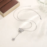 Butterfly Shape Tassel Flower 925 Silver Necklace Wedding Jewelry