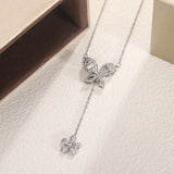 Butterfly Shape Tassel Flower 925 Silver Necklace Wedding Jewelry
