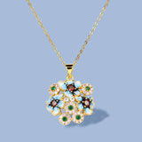 Colorful Flower Pendant Enamel Necklace for Women