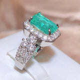 925 Silver Green Paraiba Ring Women Engagement Jewelry