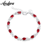925 Silver Red Zircon Woman Bracelet High Jewelry Gift
