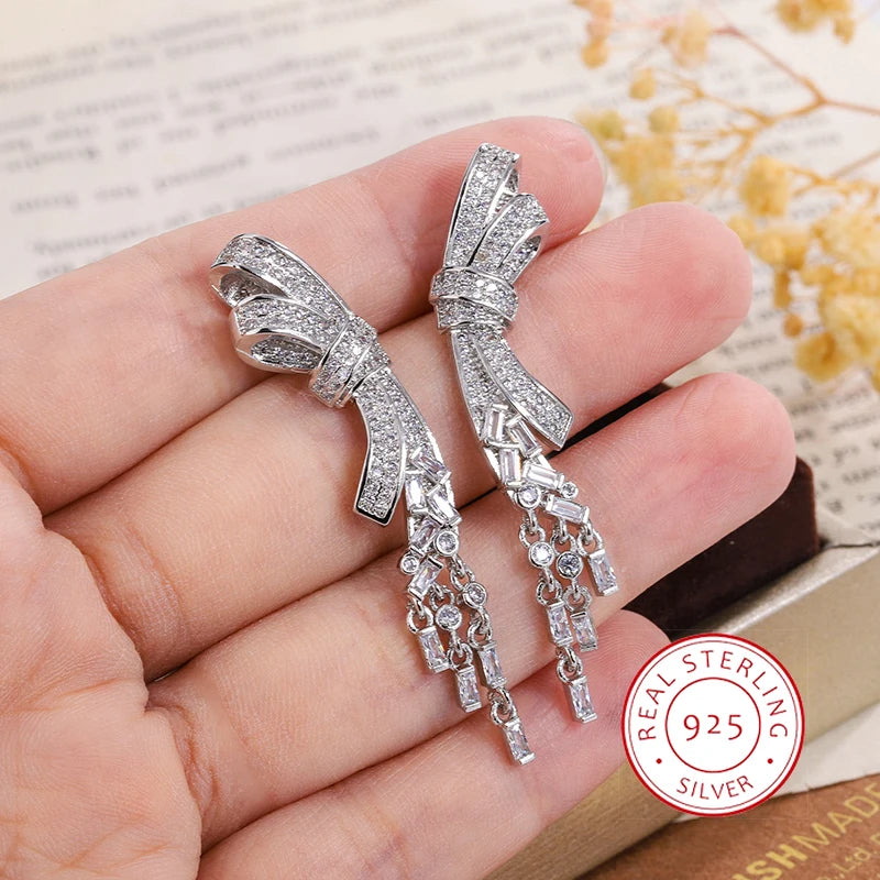925 Silver Butterfly Zircon Stud Earrings Anniversary Gift
