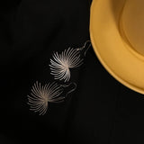 925 Silver Leaf Sunflower Earrings Women Party Jewelry Her Gift Drop Earring
