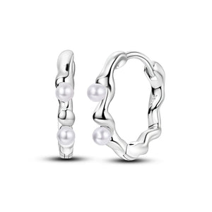 Sterling Silver Pearl Wave Earrings for Women's Party