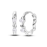 Sterling Silver Pearl Wave Earrings for Women's Party