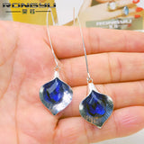 925 Silver Sapphire Crystal Dangle Earrings for Women