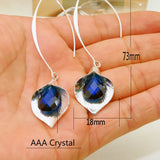925 Silver Sapphire Crystal Dangle Earrings for Women