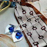 925 Silver Sapphire Crystal Dangle Earrings for Women
