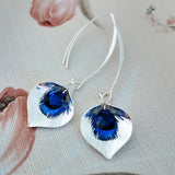 925 Silver Sapphire Crystal Dangle Earrings for Women