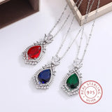 925 Silver Necklace Water Drop Zircon Pendant Party Jewelry