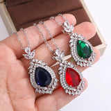 925 Silver Necklace Water Drop Zircon Pendant Party Jewelry