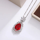 925 Silver Necklace Water Drop Zircon Pendant Party Jewelry