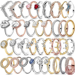 925 Silver Crown Crystal Zircon Ring Classic Jewelry for Couple