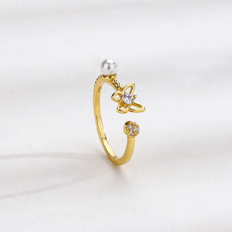 925 Silver Ring Women Butterfly Ring Open Size